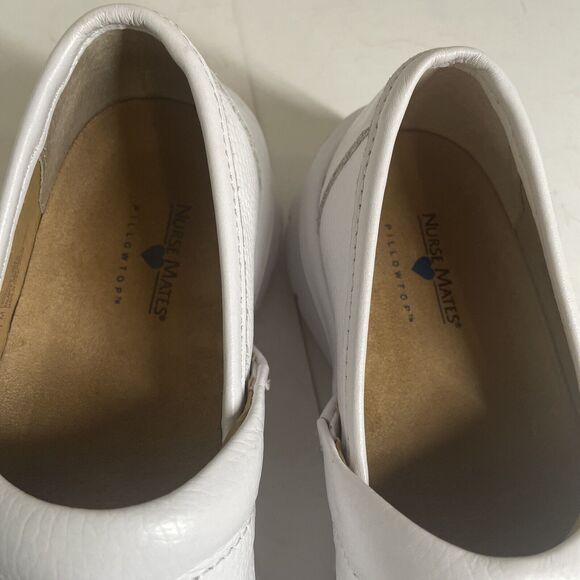 Nurse Mates Libby White‎ Leather Nursing Clogs Women's SZ 7 M Slip Resistant - Picture 4 of 7